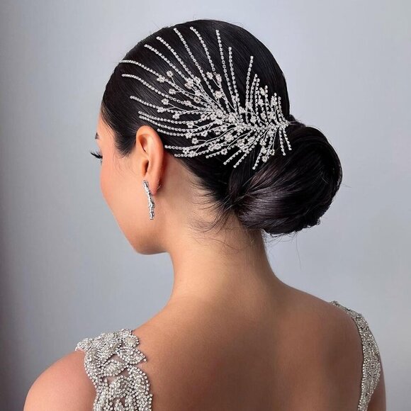 Wedding Headband Crystal Bridal Headpiece Rhinestone Hair Accessories for Women - Picture 2 of 6